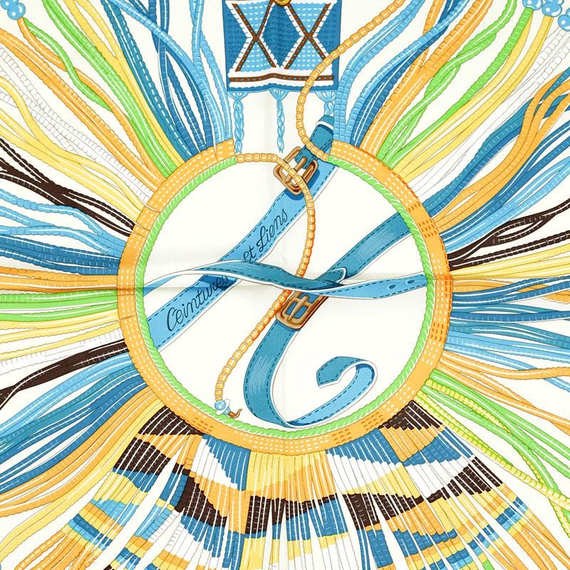 Hermes Scarf "Ceintures et Liens" by Laurence Bourthoumieux 90cm Silk