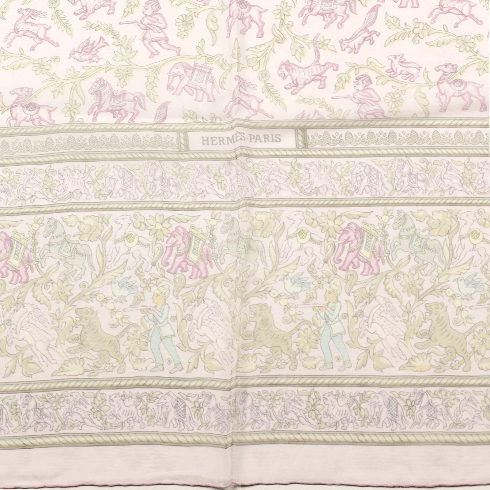 Hermes Scarf Mousseline "Chasse en Inde" by Michel Duchene 90cm Silk | Carre Foulard Chiffon
