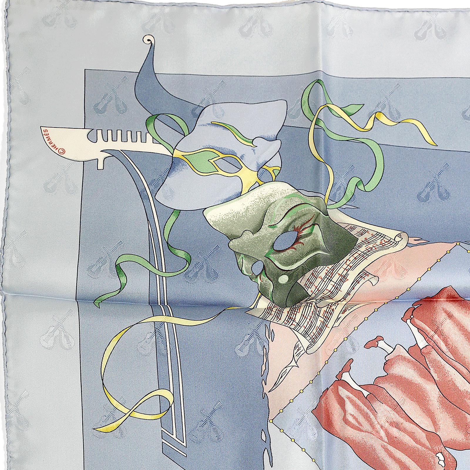 Hermes Scarf Jacquard "Le Carnaval de Venise" by Hubert de Watrigant 90cm Silk | Carre Foulard