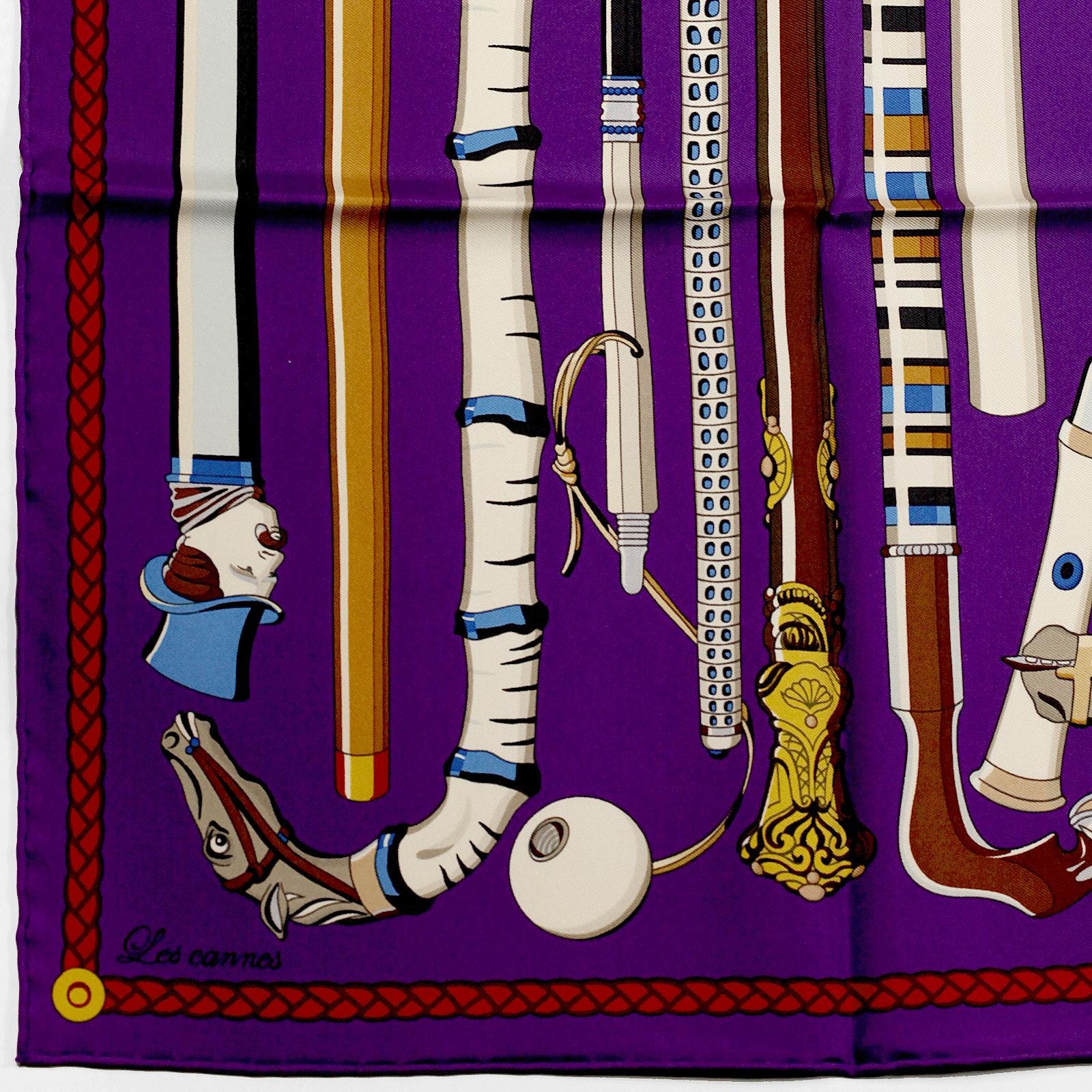 Hermes Scarf "Les Cannes" by Virginie Jamin 90cm Silk | Foulard Carre