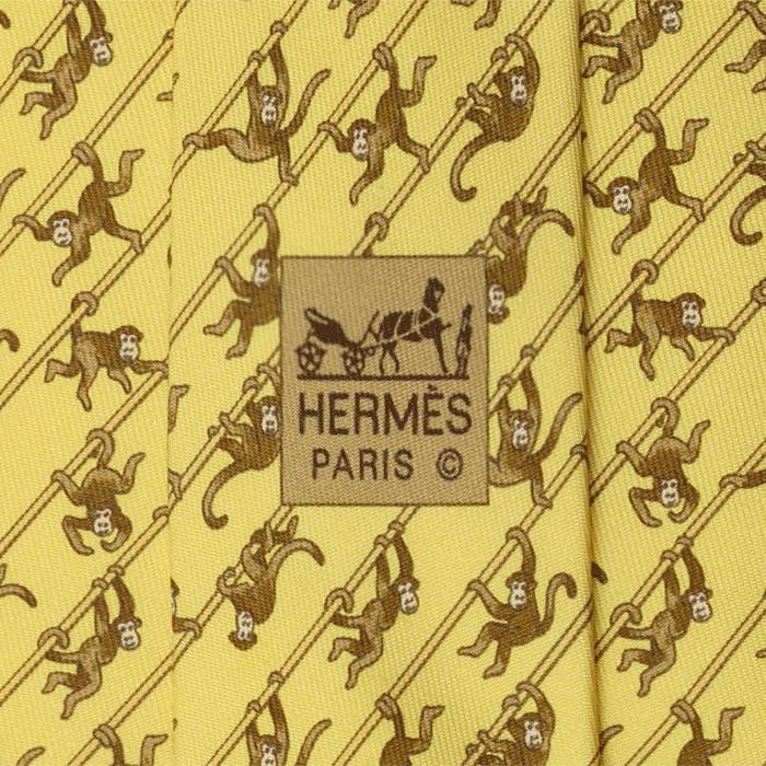 Hermes Men's Silk Tie Whimsical Monkeys Pattern 5417 | Necktie Cravate