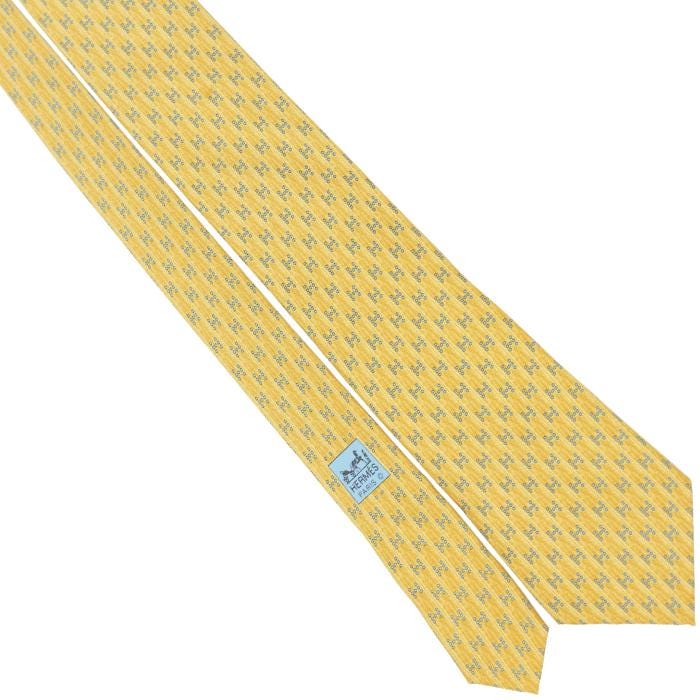 Hermes Men's Silk Tie H Geometric Pattern 5075 | Necktie Cravate