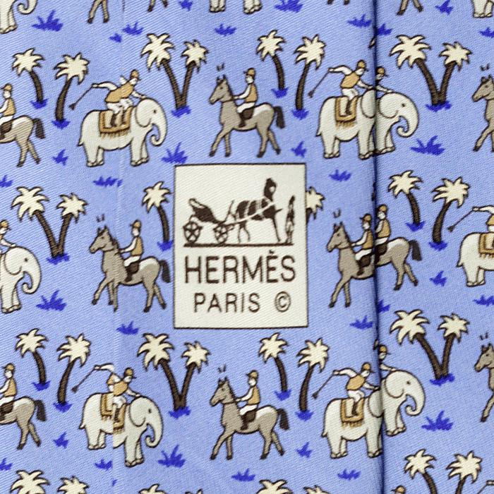 Hermes Men's Silk Tie Whimsical Elephant Jockeys Pattern 5416 | Necktie Cravate