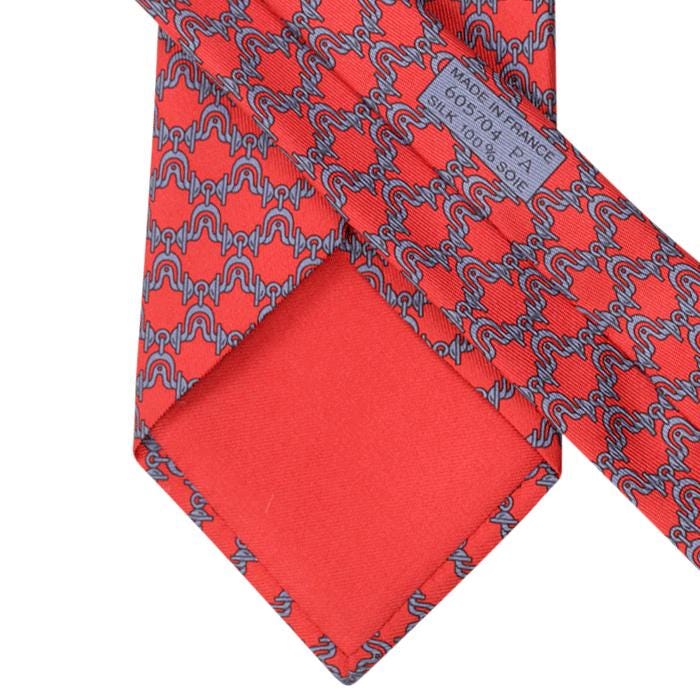 Hermes Men's Silk Tie Equestrian Geometric Pattern 605704 | Necktie Cravate