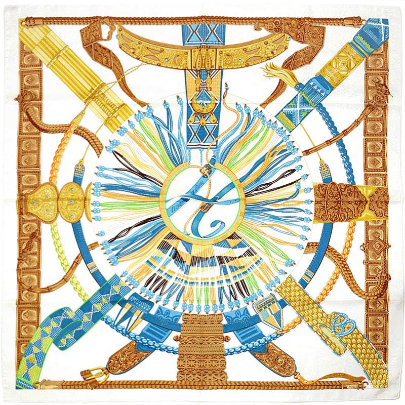 Hermes Scarf "Ceintures et Liens" by Laurence Bourthoumieux 90cm Silk | Carre Foulard