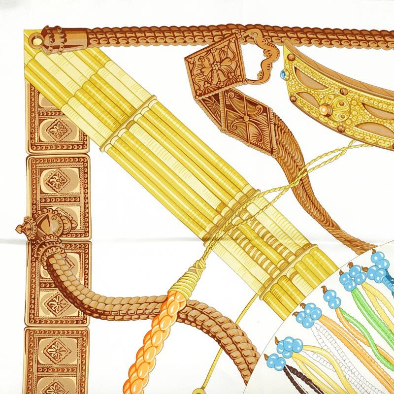Hermes Scarf "Ceintures et Liens" by Laurence Bourthoumieux 90cm Silk