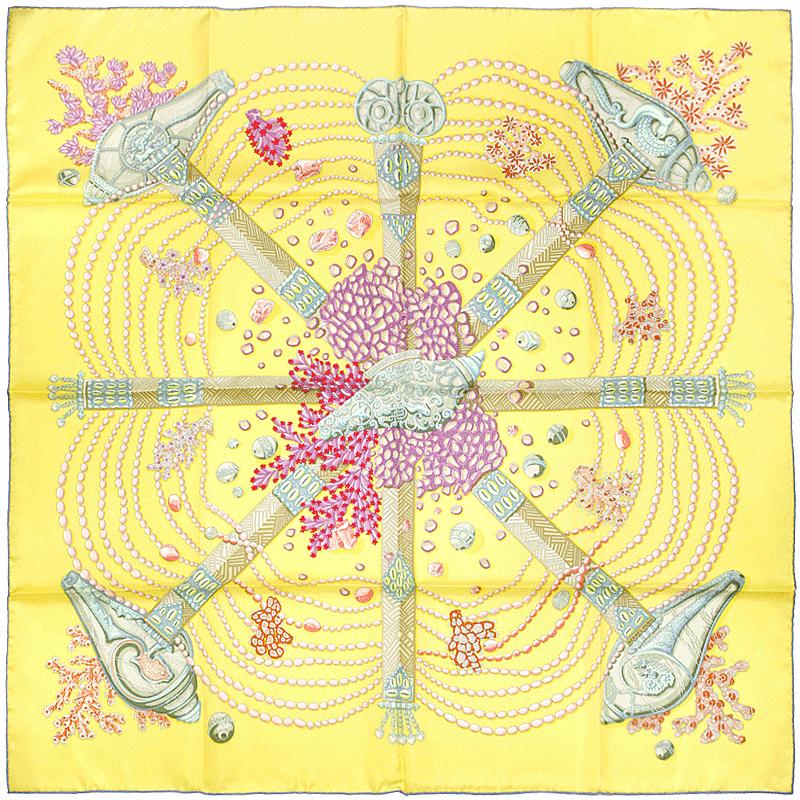Hermes Scarf "Chemins de Corail" by Annie Faivre 90cm Silk