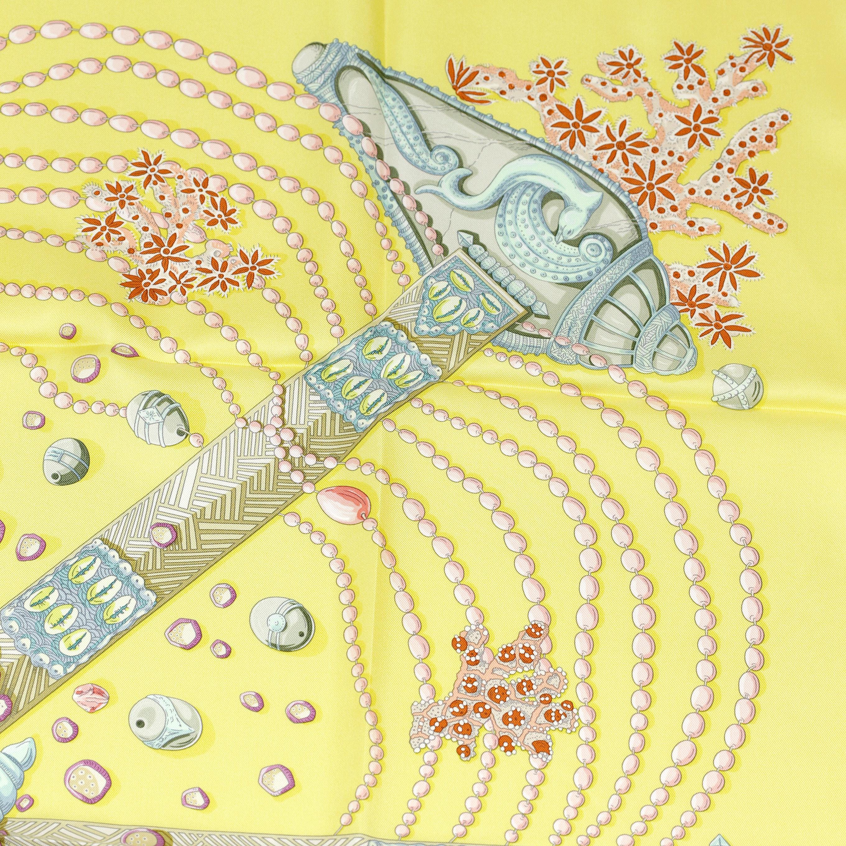 Hermes Scarf "Chemins de Corail" by Annie Faivre 90cm Silk
