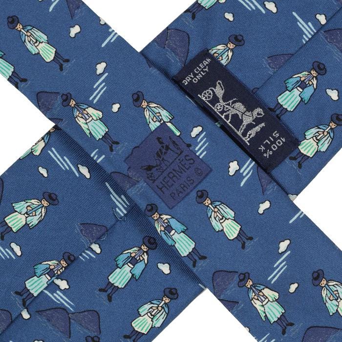 Hermes Men's Silk Tie Whimsical Flutists Pattern 7550 | Necktie Cravate