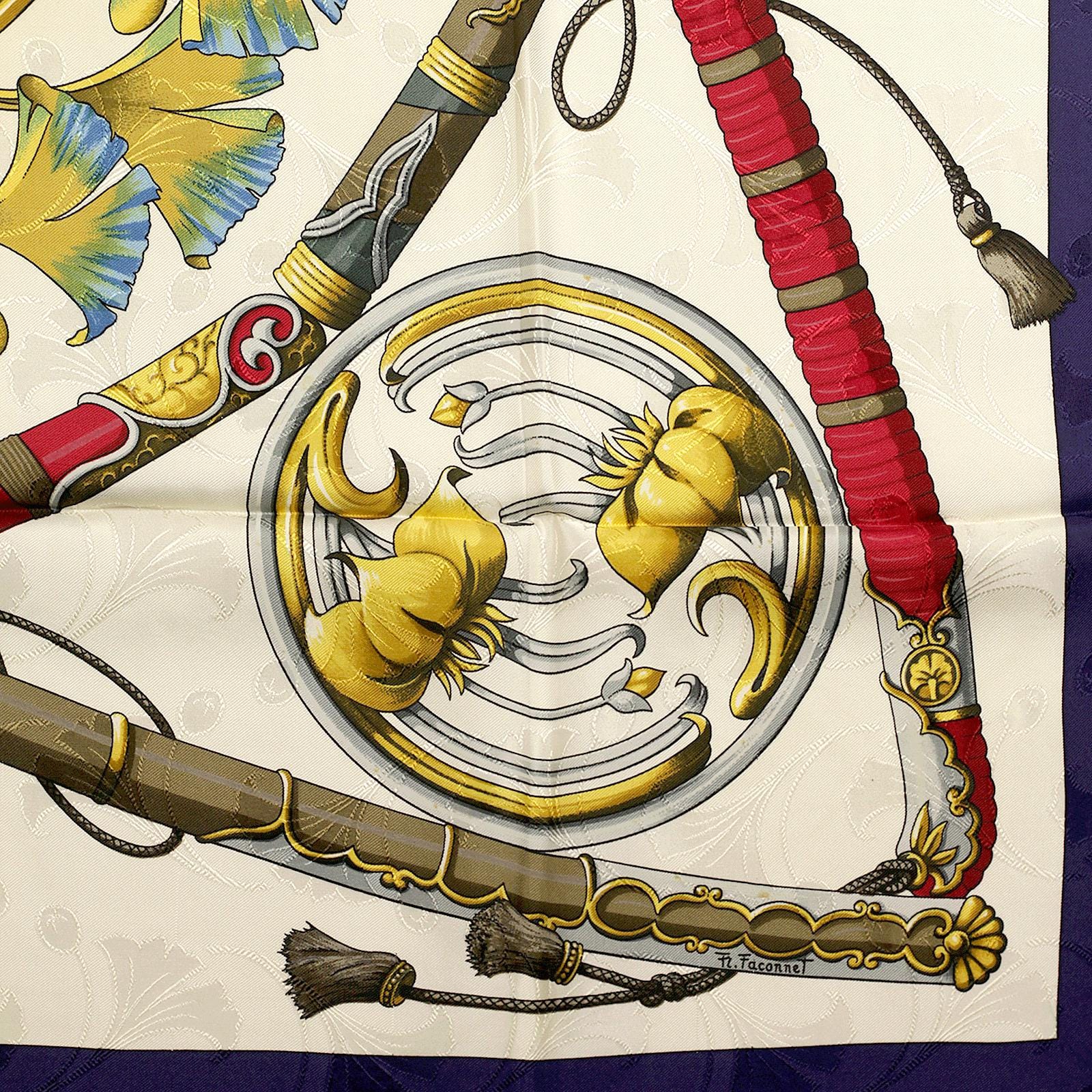 Hermes Scarf "Daimyo Princes de Soleil Levant" by Francoise Heron 90cm Silk Jacquard | Carre Foulard