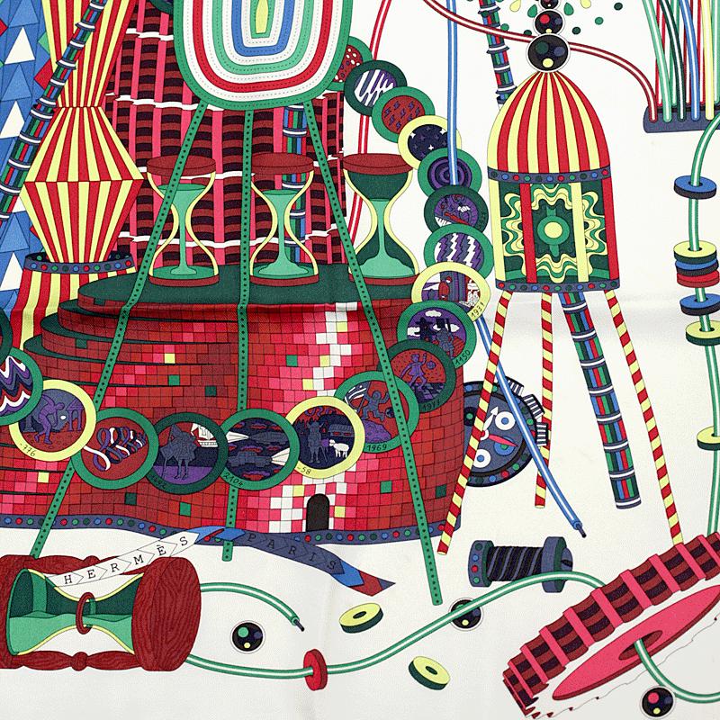 Hermes Scarf "Le Laboratoire du Temps" by Pierre Marie 90cm Silk | Carre Foulard