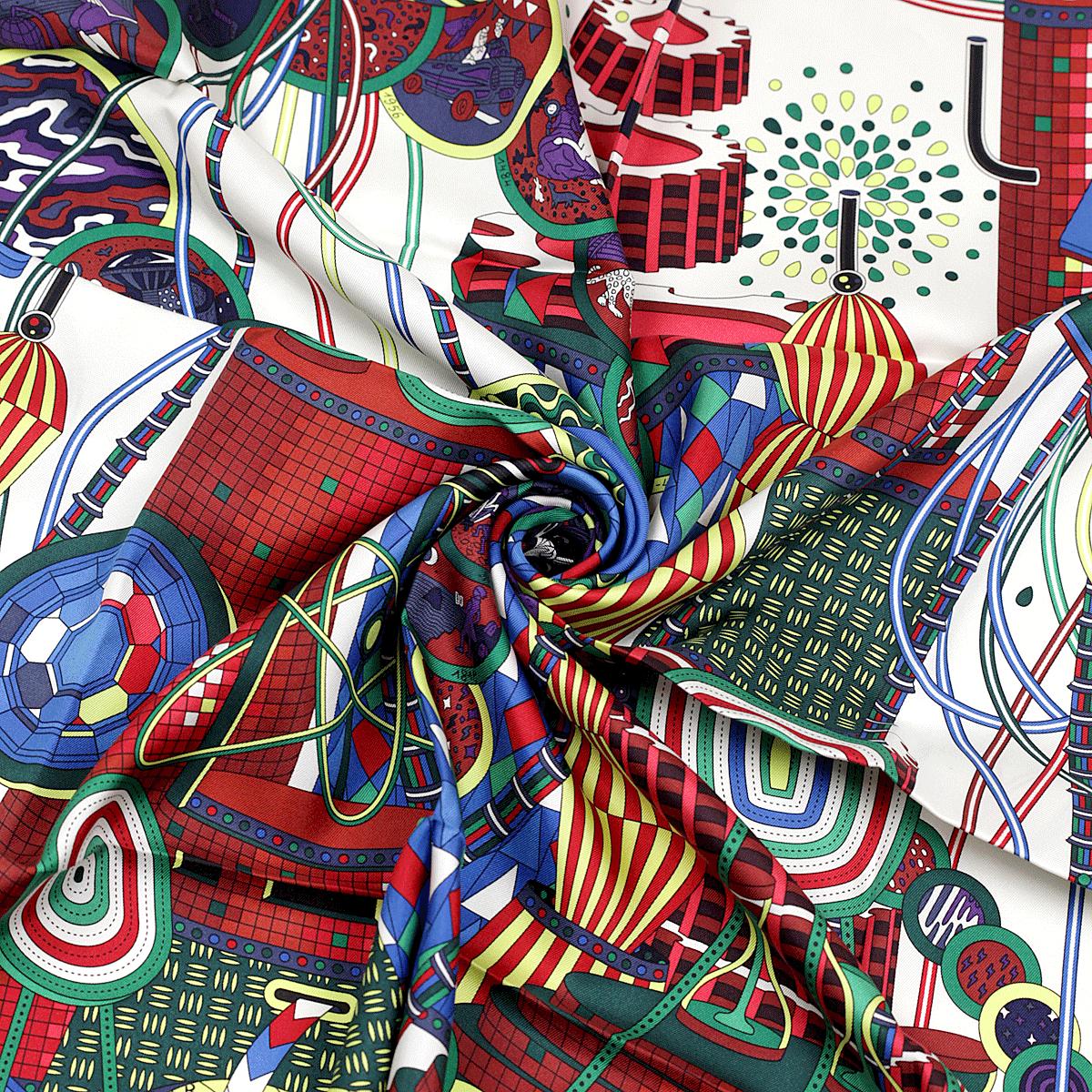 Hermes Scarf "Le Laboratoire du Temps" by Pierre Marie 90cm Silk