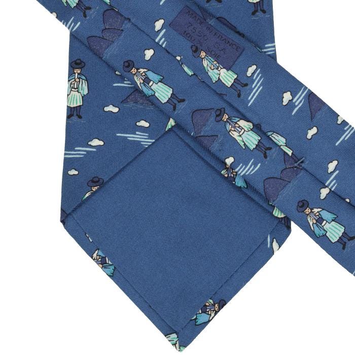 Hermes Men's Silk Tie Whimsical Flutists Pattern 7550 | Necktie Cravate