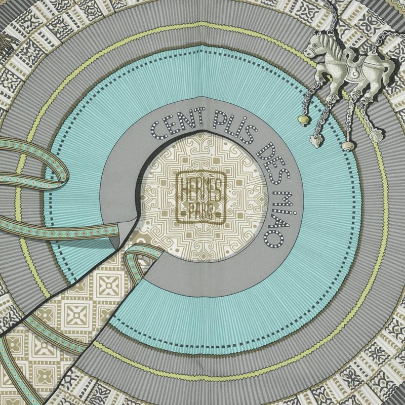 Hermes Scarf "Cent Plis des Miao" by Aline Honore 90cm Silk | Carre Foulard