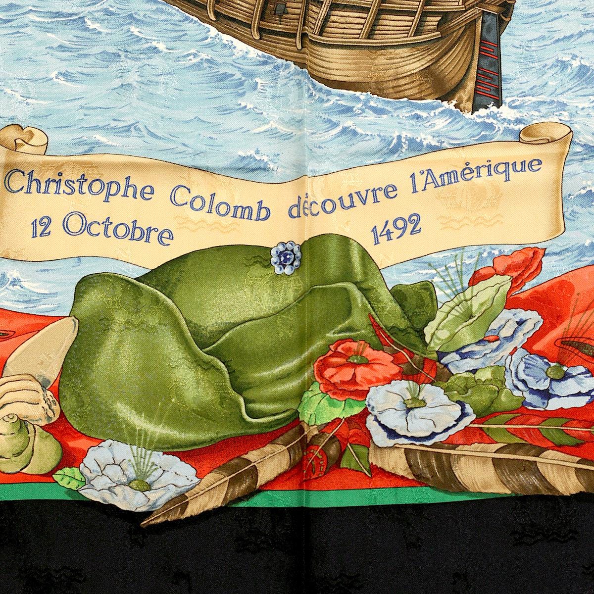 Hermes Scarf "Christophe Colomb Decouvre L'Amerique" by Carl De Parcevaux 90cm Silk