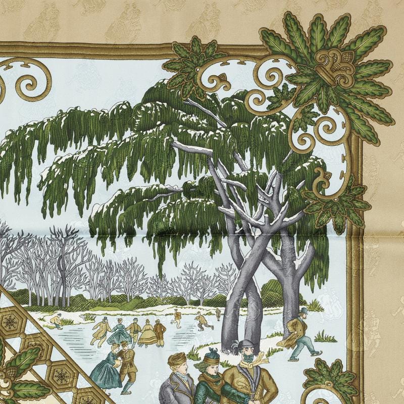 Hermes Scarf "Joies d'Hiver" by Joachim Metz 90cm Silk Jacquard | Foulard Carre