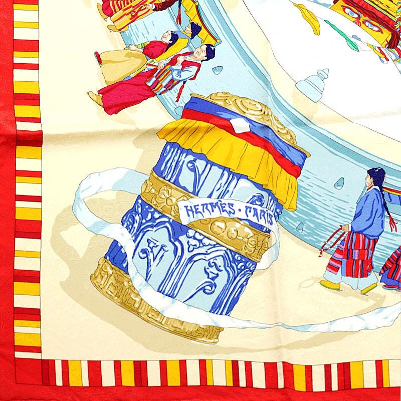 Hermes Scarf "Prieres au Vent" by Dimitri Rybaltchenko 90cm Silk