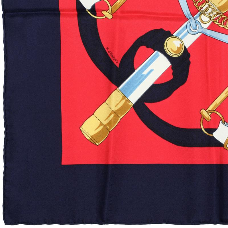 Hermes Scarf "Eperon d'Or" by Henri d'Origny Vintage 90cm Silk