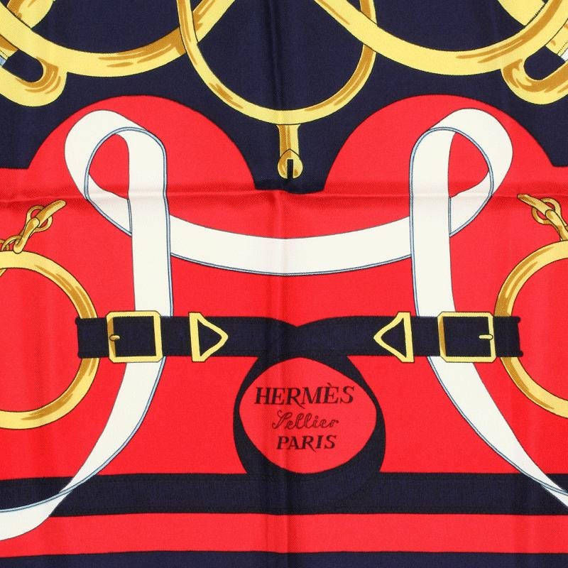 Hermes Scarf "Eperon d'Or" by Henri d'Origny Vintage 90cm Silk