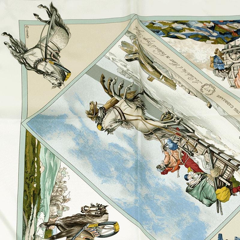 Hermes Scarf "Voyages en Russie" by Loic Dubigeon 90cm Silk | Carre Foulard