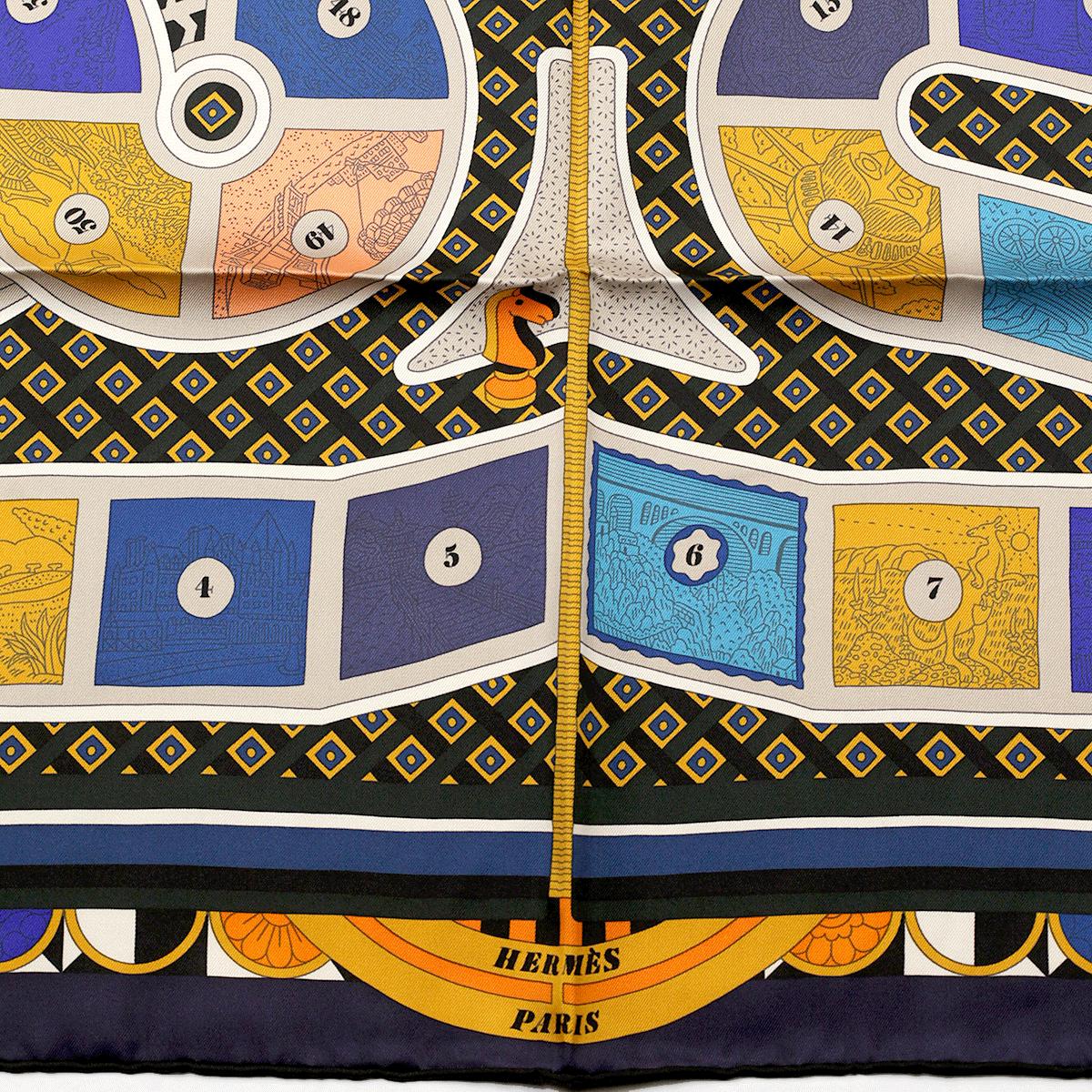 Hermes Scarf "Le Tour du Monde en 63 Cases" by Pierre Marie 90cm Silk | NWT