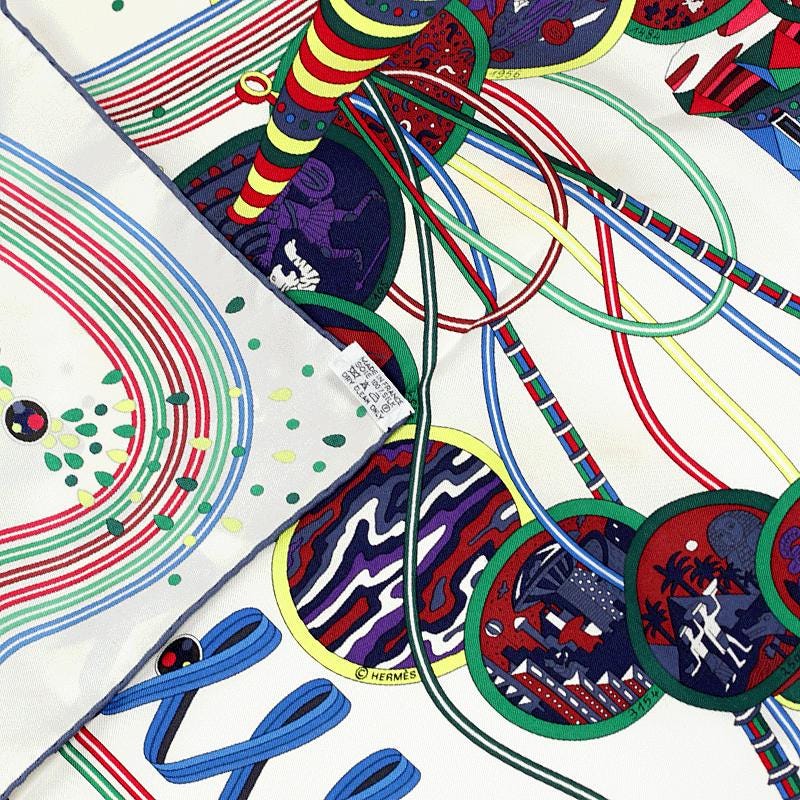 Hermes Scarf "Le Laboratoire du Temps" by Pierre Marie 90cm Silk