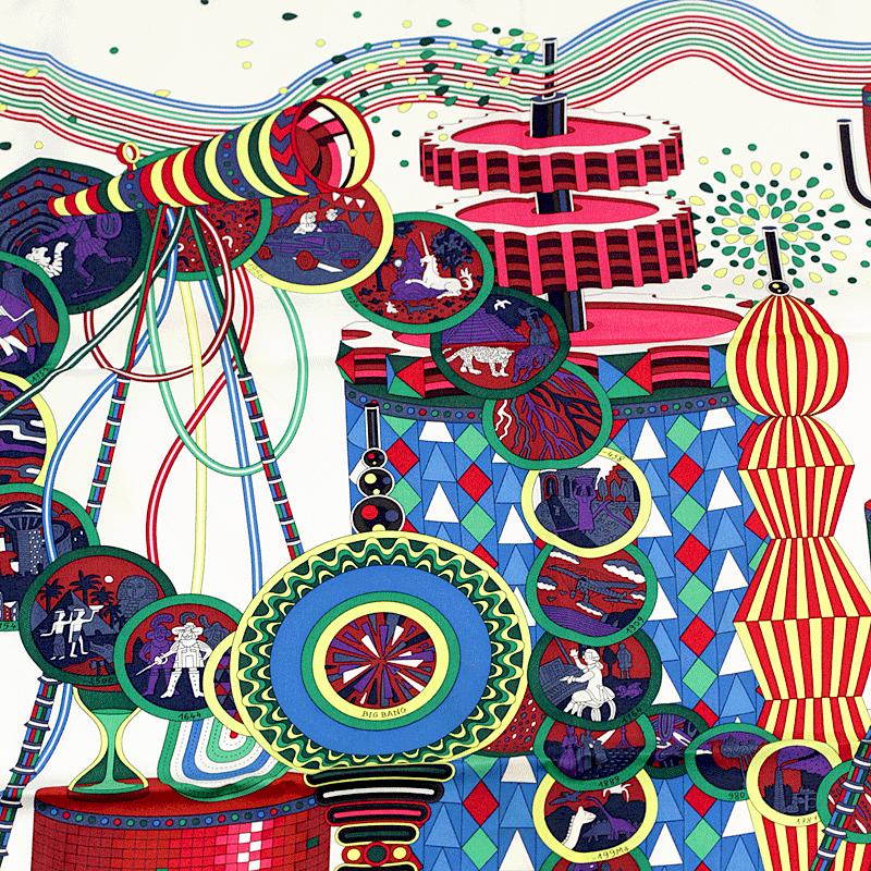 Hermes Scarf "Le Laboratoire du Temps" by Pierre Marie 90cm Silk
