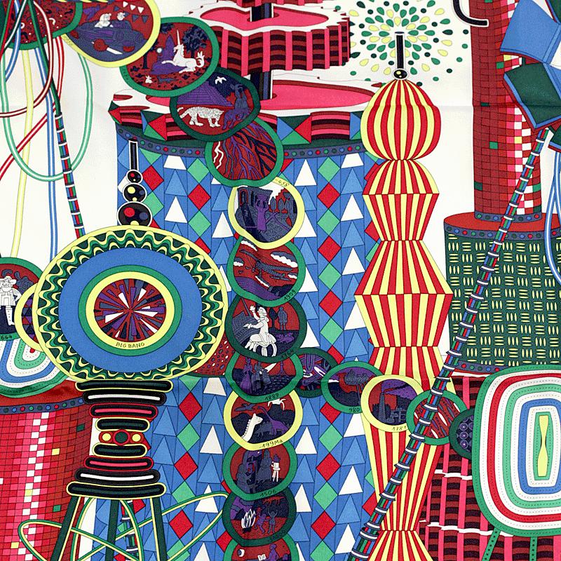 Hermes Scarf "Le Laboratoire du Temps" by Pierre Marie 90cm Silk
