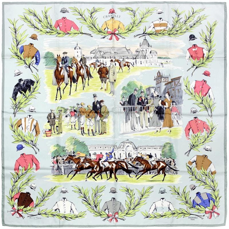 Hermes Scarf "Chantilly" by Maurice Tranchant 90cm Silk | Carre Foulard