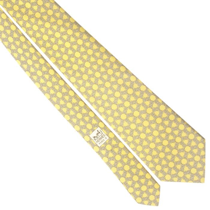 Hermes Men's Silk Tie Geometric Pattern 5435