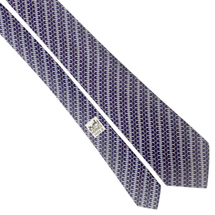 Hermes Men's Silk Tie Vintage Equestrian Geometric Pattern 7200 | Necktie Cravate