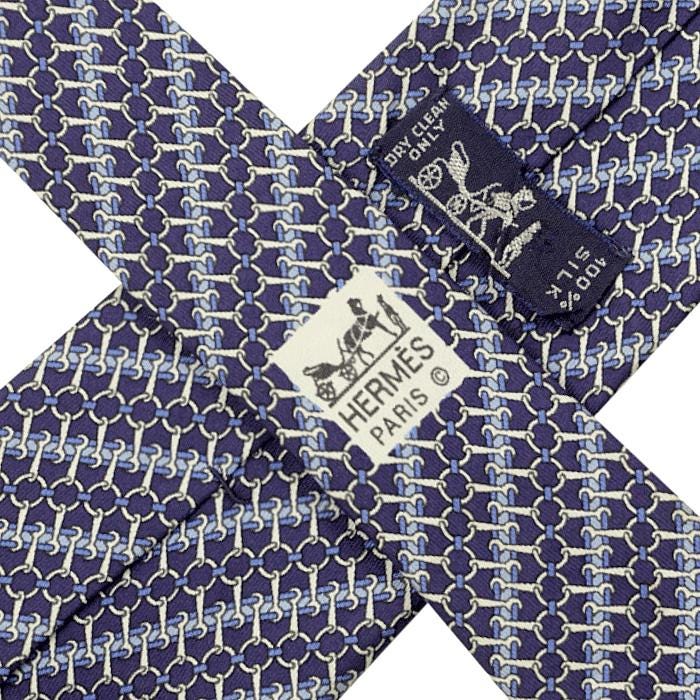 Hermes Men's Silk Tie Vintage Equestrian Geometric Pattern 7200 | Necktie Cravate