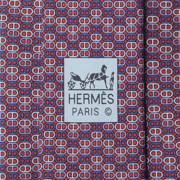 Hermes Men's Silk Tie Geometric Pattern 605681