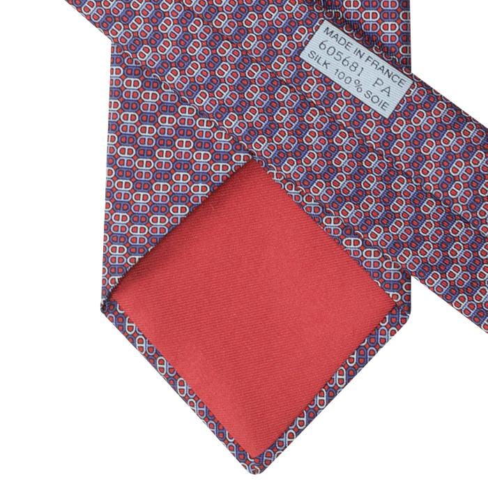 Hermes Men's Silk Tie Geometric Pattern 605681