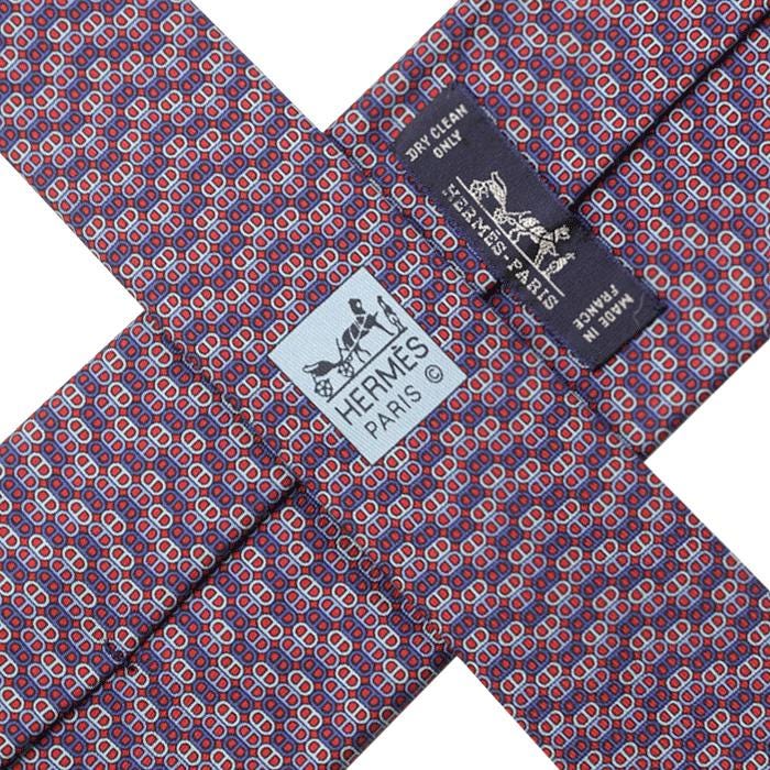 Hermes Men's Silk Tie Geometric Pattern 605681