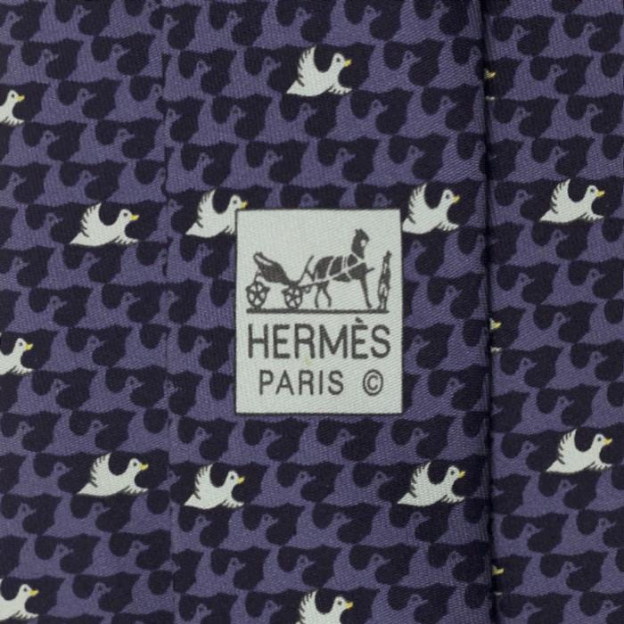 Hermes Men's Silk Tie Whimsical Ducks Pattern 5385 | Necktie Cravate