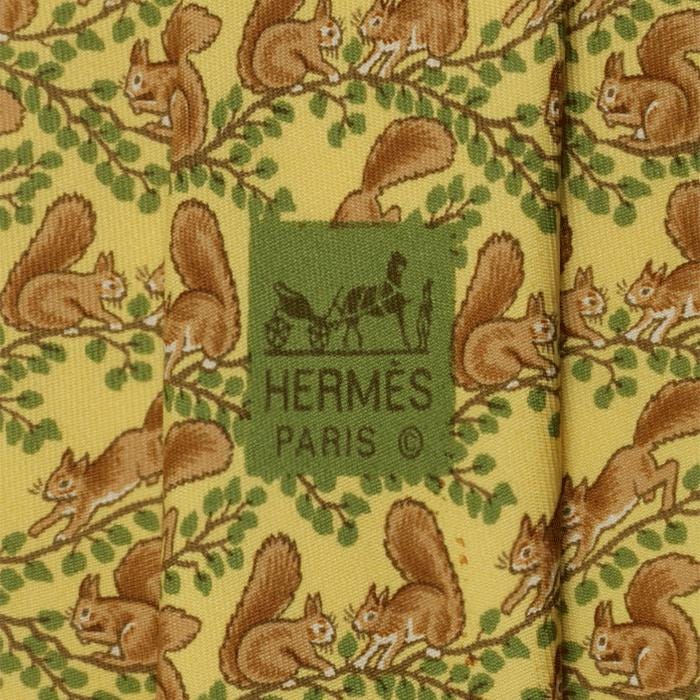 Hermes Men's Silk Tie Whimsical Squirrels Pattern 7392 | Necktie Cravate