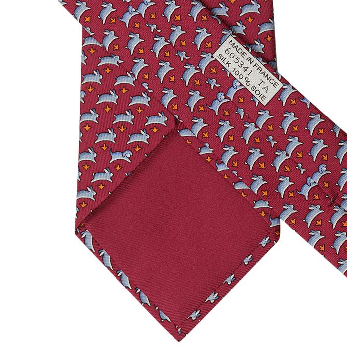 Hermes Men's Silk Tie Whimsical Rabbits Pattern 605341 | Necktie Cravate