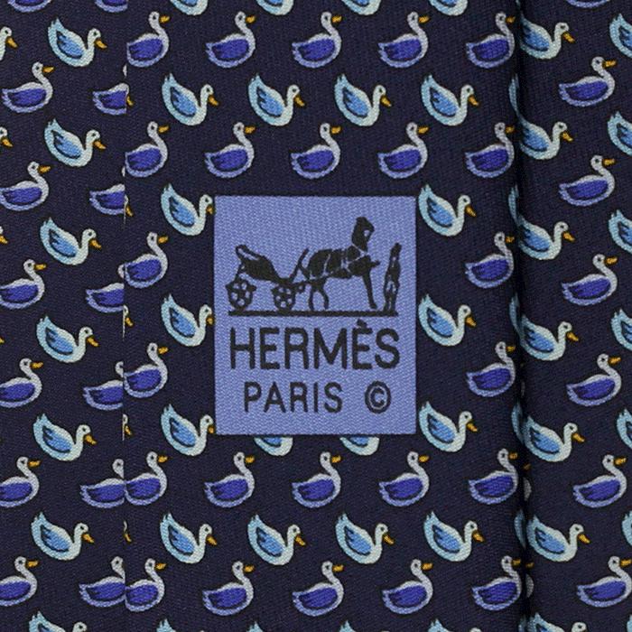Hermes Men's Silk Tie Whimsical Ducks Pattern 605716 | Necktie Cravate