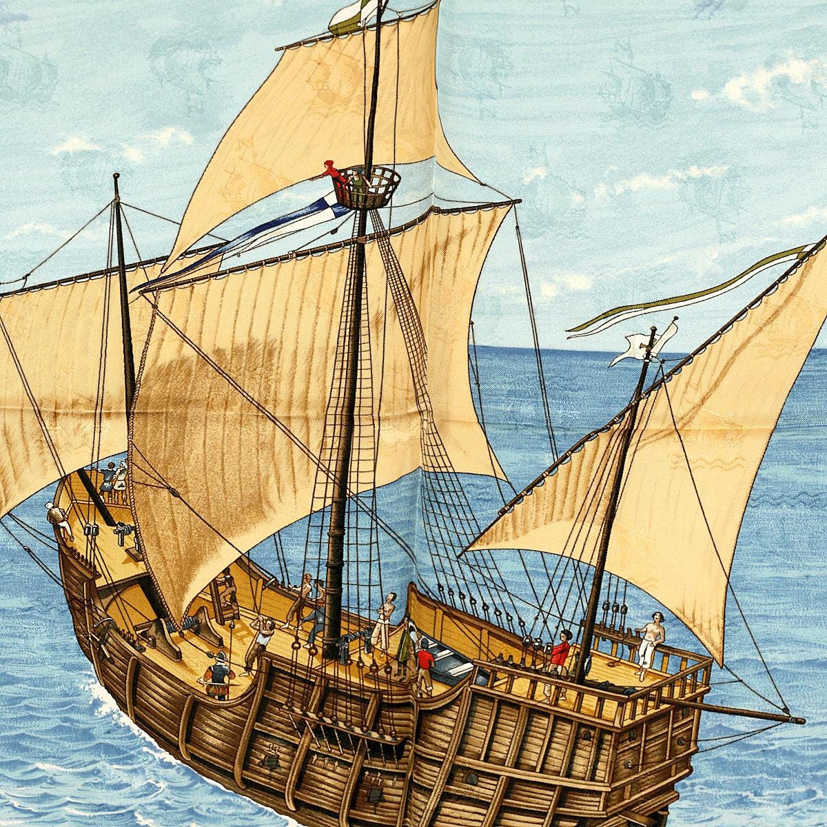 Hermes Scarf "Christophe Colomb Decouvre L'Amerique" by Carl De Parcevaux 90cm Silk