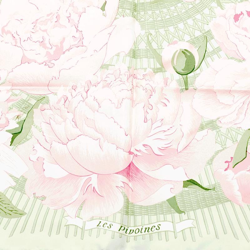 Hermes Scarf "Pivoines" by Christiane Vauzelles 90cm Silk | Carre Foulard