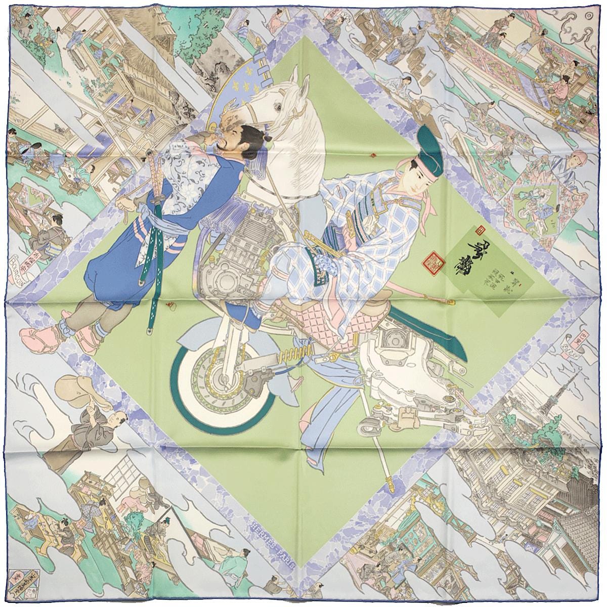 Hermes Scarf "Artisans d'Hermes" by Akira Yamaguchi 90cm Silk | Carre Foulard