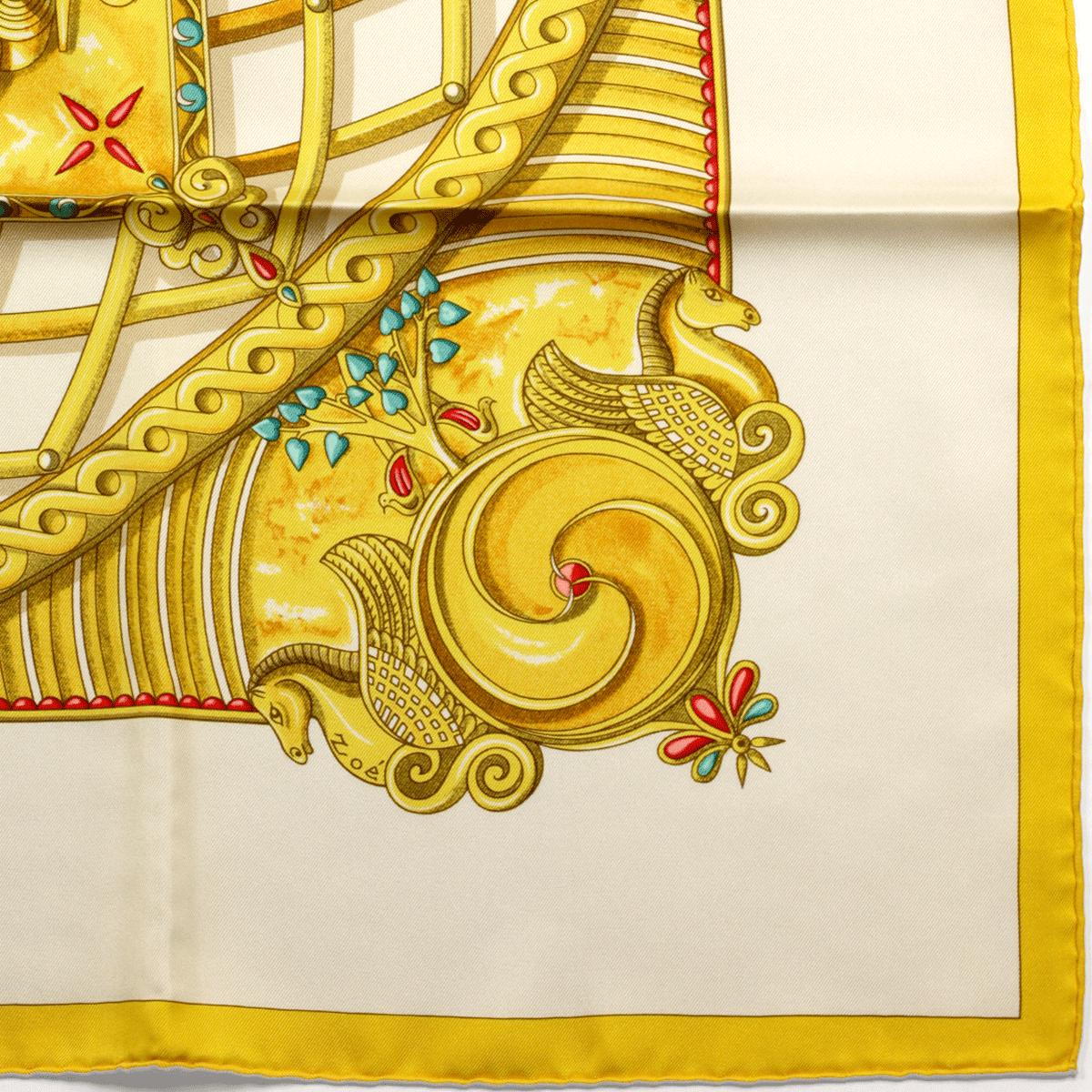 Hermes Scarf "Monnaies et Symboles des Parisii" by Zoe Pauwels 90cm Silk