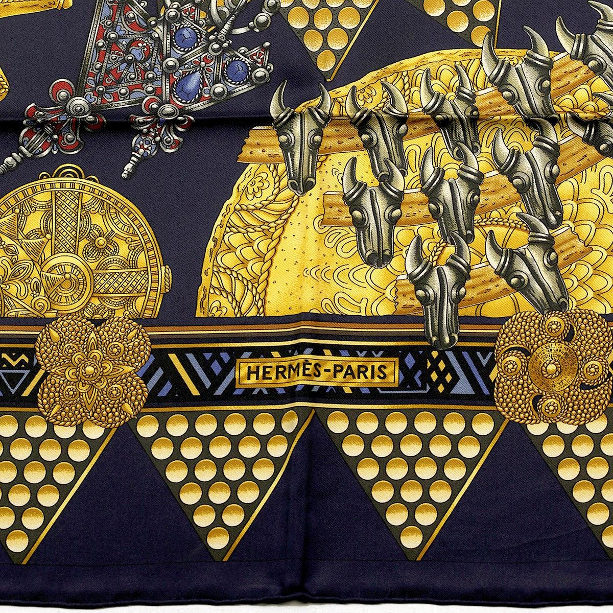 Hermes Scarf "L'Or des Chefs" by Joachim Metz 90cm Silk