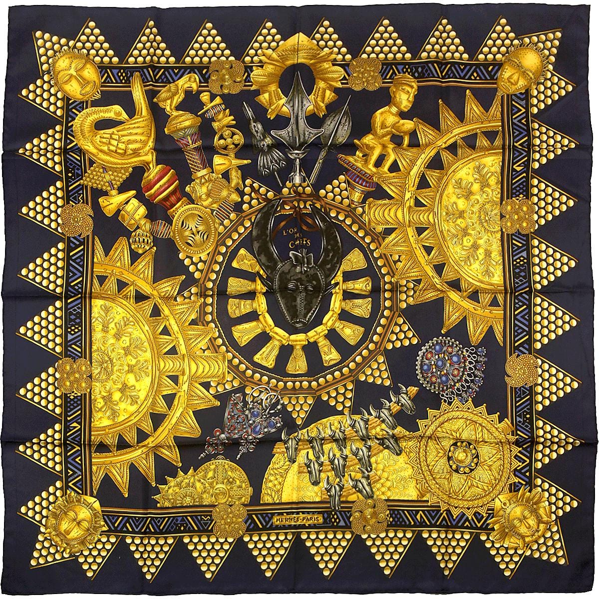 Hermes Scarf "L'Or des Chefs" by Joachim Metz 90cm Silk | Carre