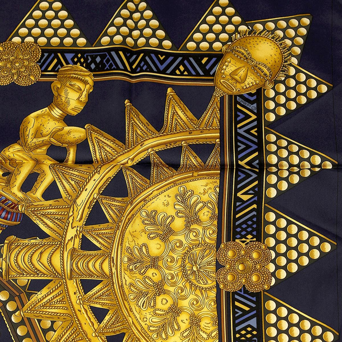 Hermes Scarf "L'Or des Chefs" by Joachim Metz 90cm Silk
