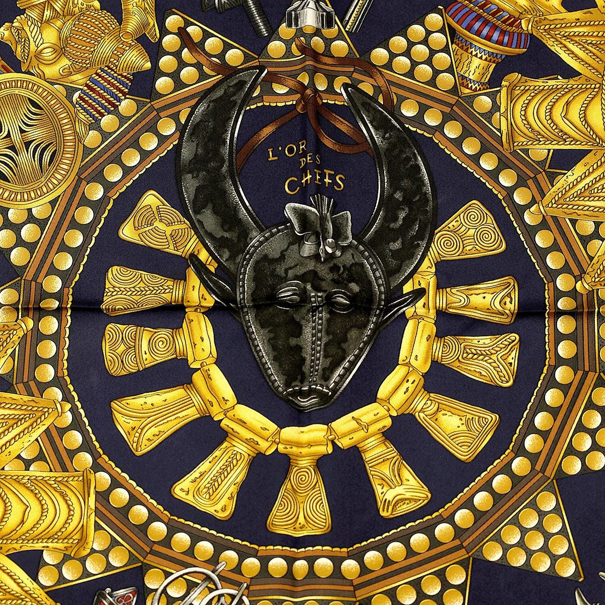Hermes Scarf "L'Or des Chefs" by Joachim Metz 90cm Silk