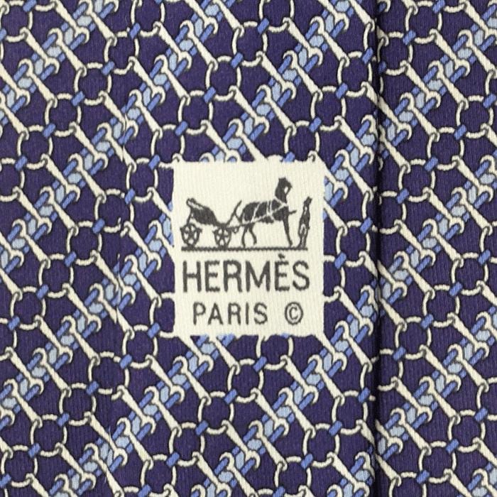 Hermes Men's Silk Tie Vintage Equestrian Geometric Pattern 7200 | Necktie Cravate