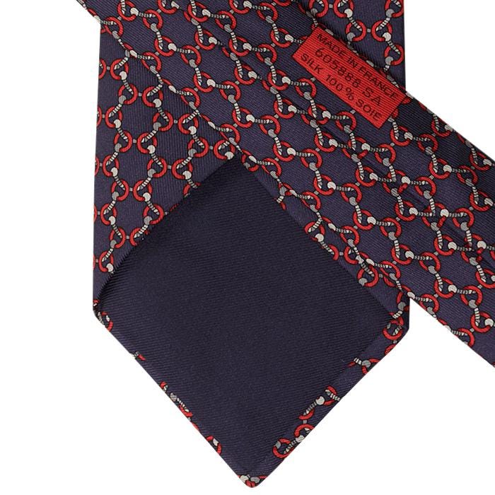 Hermes Men's Silk Tie Equestrian Geometric Pattern 605888