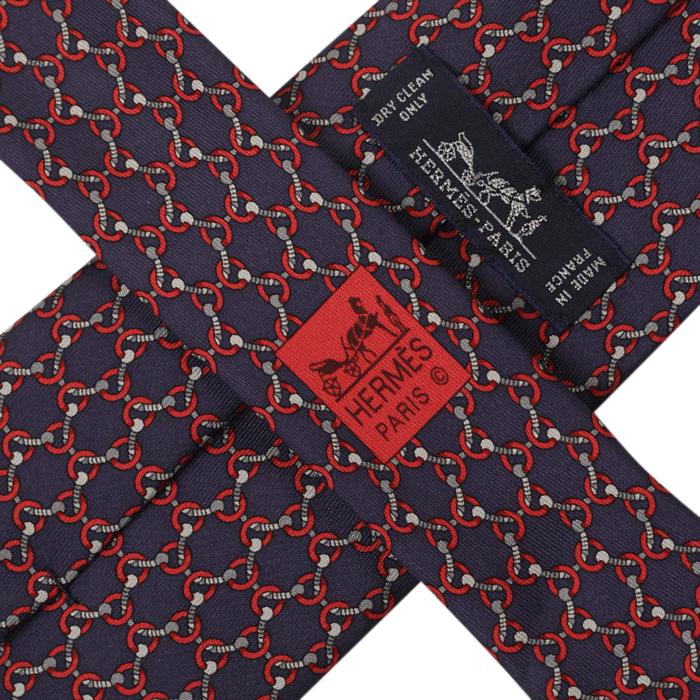 Hermes Men's Silk Tie Equestrian Geometric Pattern 605888